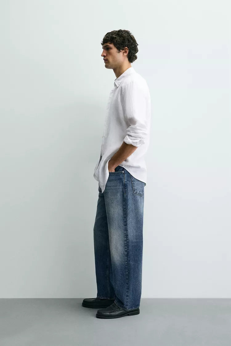 100% LINNEN OVERHEMD REGULAR FIT