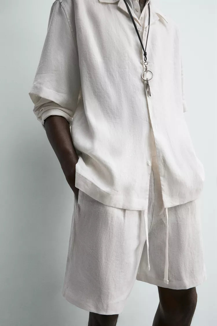 BERMUDA RELAXED FIT 100% LINNEN