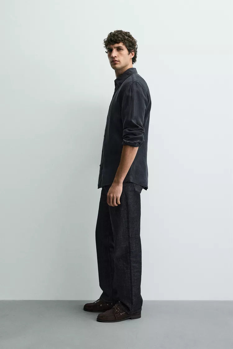 100% LINNEN OVERHEMD REGULAR FIT