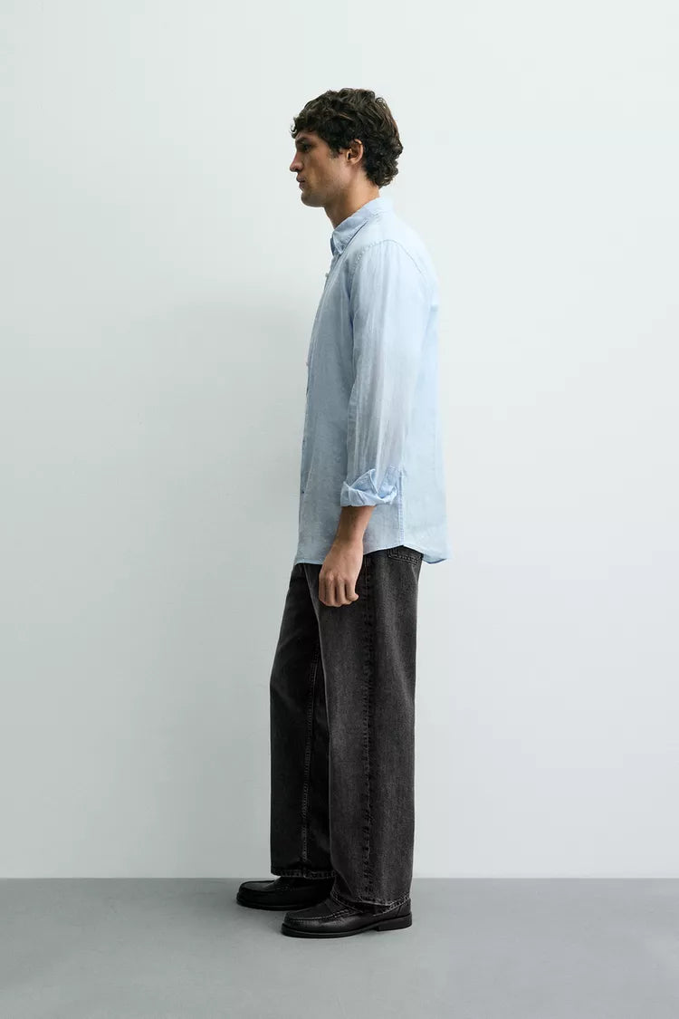 100% LINNEN OVERHEMD REGULAR FIT
