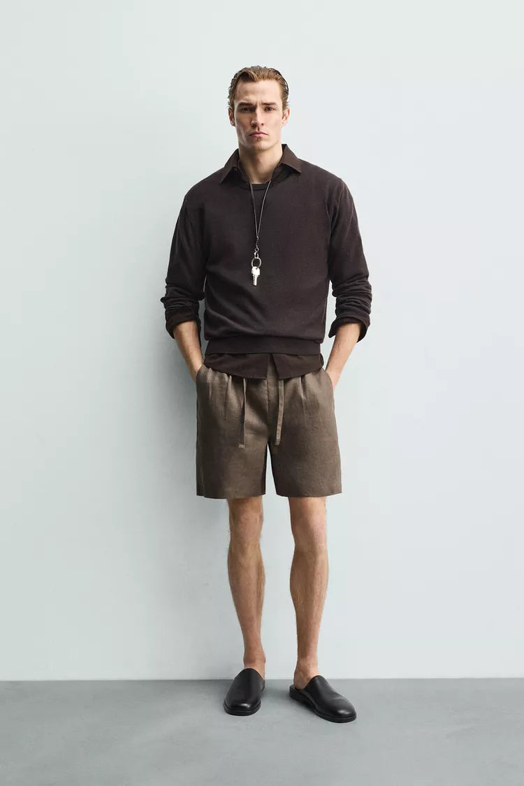 BERMUDA RELAXED FIT 100% LINNEN