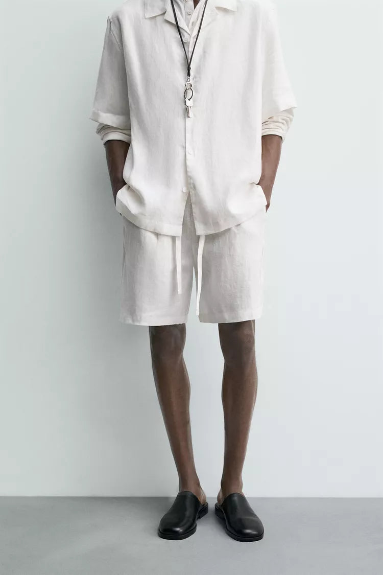 BERMUDA RELAXED FIT 100% LINNEN