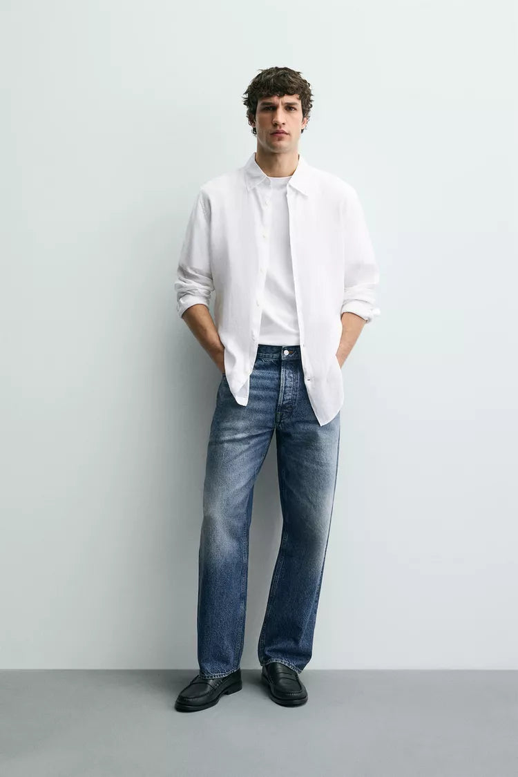 100% LINNEN OVERHEMD REGULAR FIT