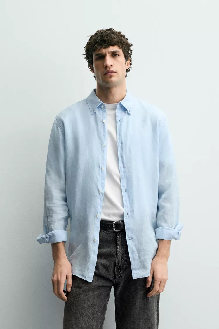 100% LINNEN OVERHEMD REGULAR FIT