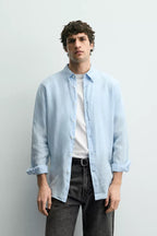 100% LINNEN OVERHEMD REGULAR FIT