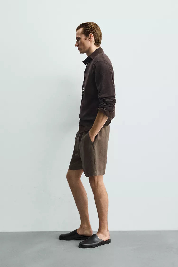 BERMUDA RELAXED FIT 100% LINNEN